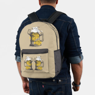 Custom Name Beer Ilustration Printed Backpack