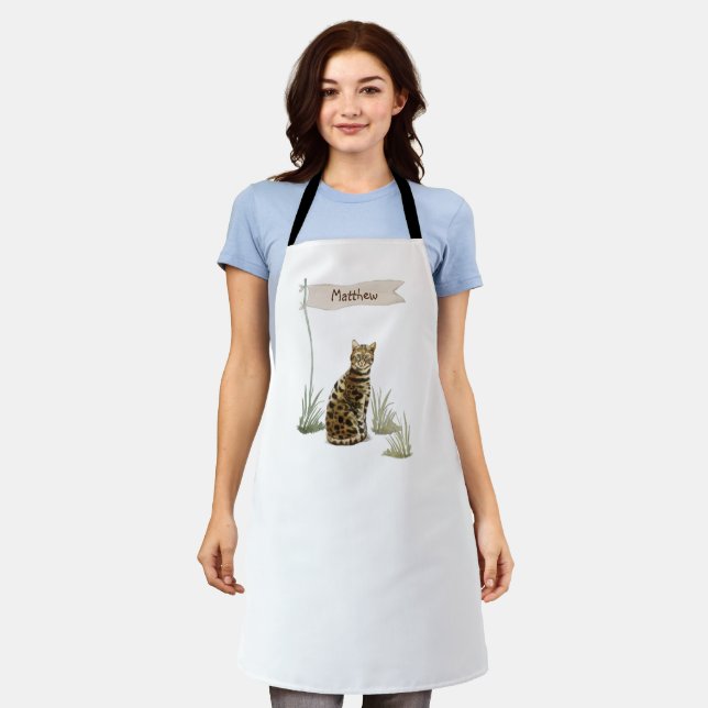 Custom Name Bengal Cat Pet Apron (Worn)
