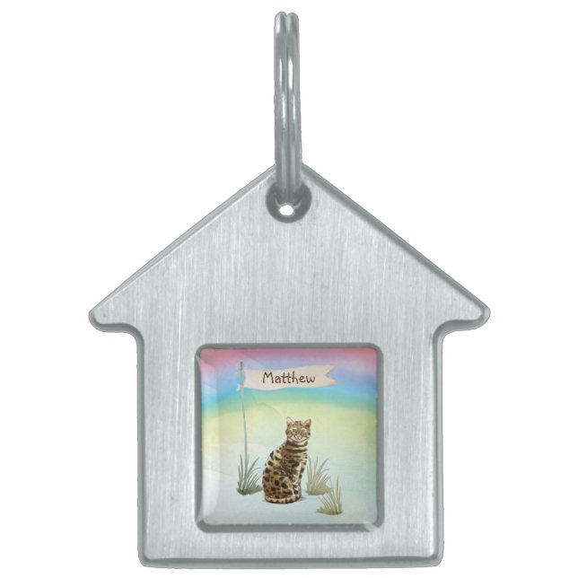 Custom Name Bengal Cat Pet Pet ID Tag (Front)