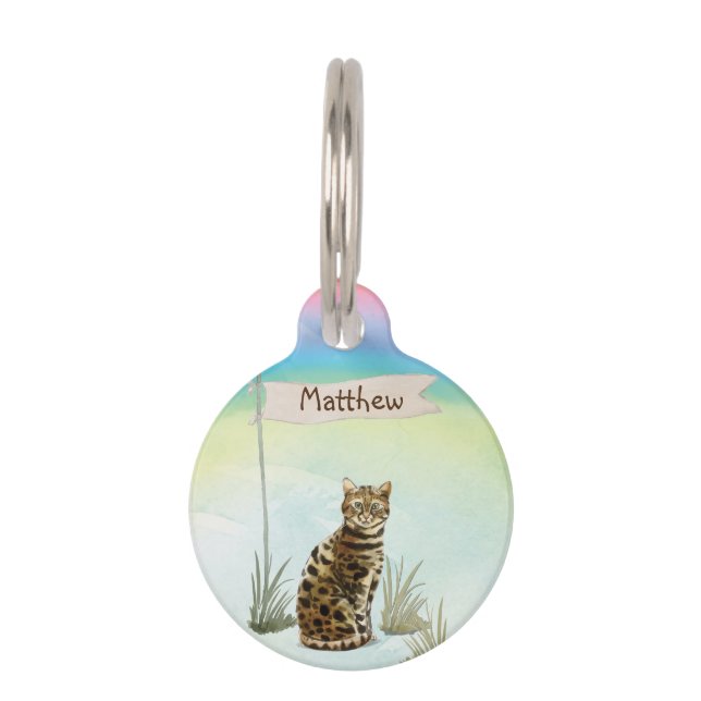 Custom Name Bengal Cat Pet Pet Tag (Front)