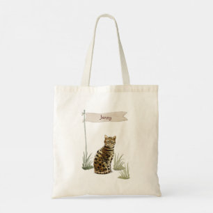 Custom Name Bengal Cat Pet Tote Bag