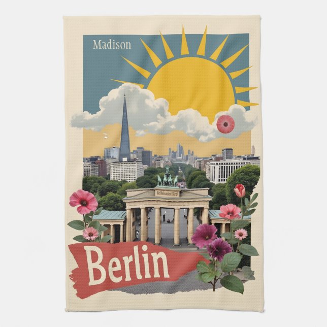 Custom Name Berlin, Germany Tea Towel (Vertical)