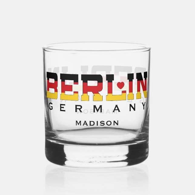 Custom Name Berlin Germany Whiskey Glass (Front)