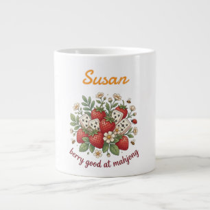 Custom Name Berry Good at Mahjong Retro Large Coffee Mug
