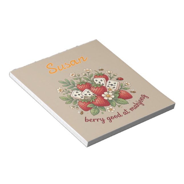 Custom Name Berry Good at Mahjong Retro  Notepad (Angled)