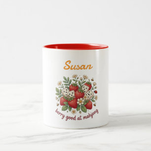 Custom Name Berry Good at Mahjong Retro  Two-Tone Coffee Mug