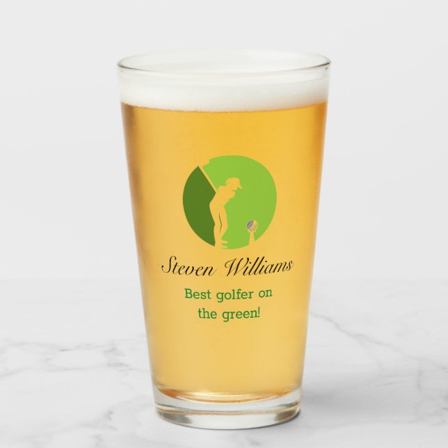 Custom Name Best Golfer Beer Glass (Front Filled)