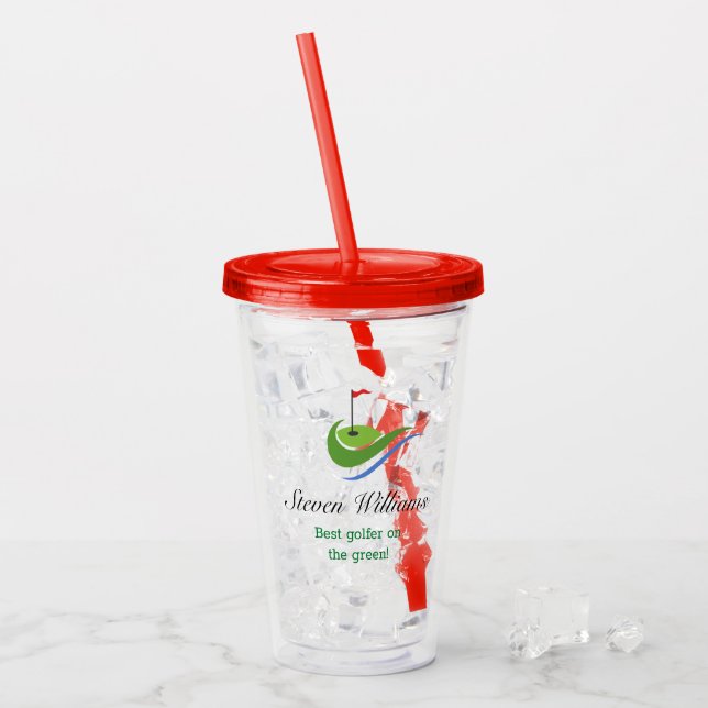 Custom Name Best Golfer Plastic Tumbler (Front Ice)