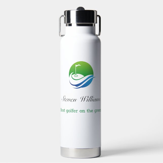 Custom Name Best Golfer Water Bottle (Front)