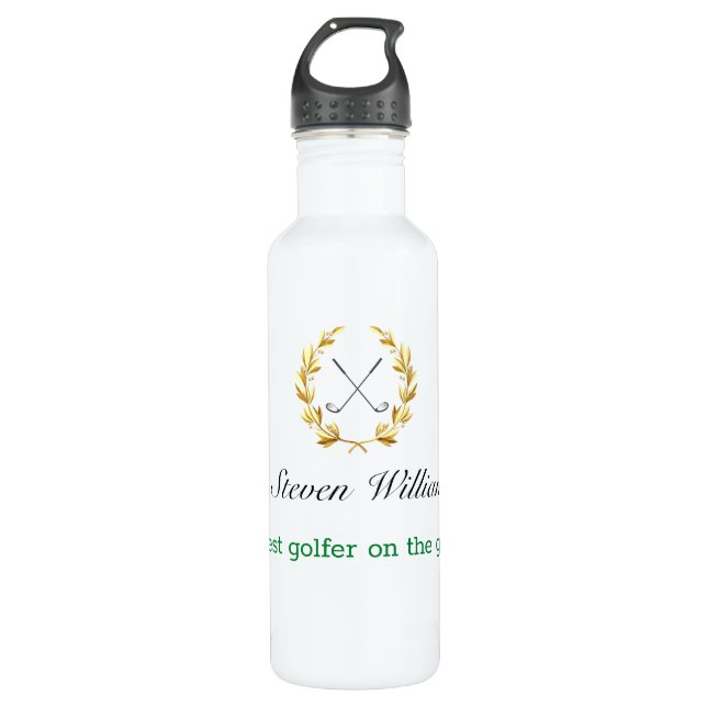 Custom Name Best Golfer Water Bottle (Front)