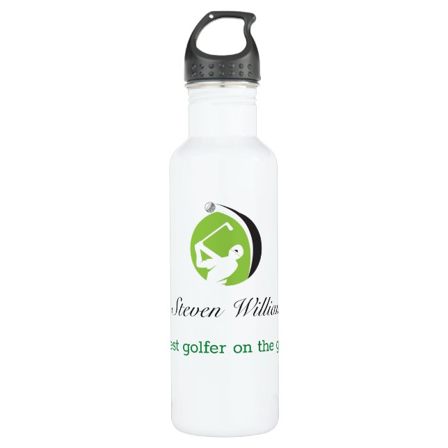 Custom Name Best Golfer Water Bottle (Front)