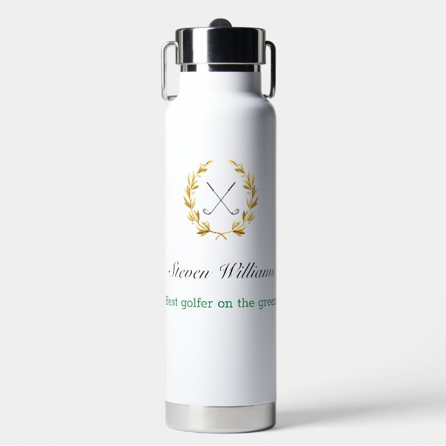 Custom Name Best Golfer Water Bottle (Front)