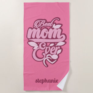 Custom Name "Best Mum Ever" Beach Towel