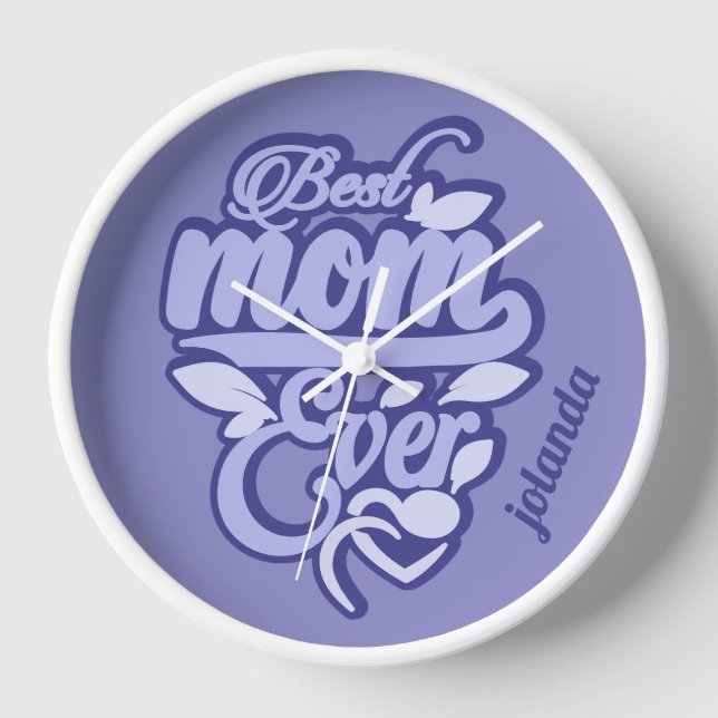 Custom Name "Best Mum Ever" Clock (Front)