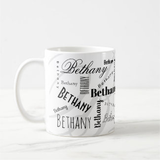 Custom Name Bethany Black White Coffee Mug
