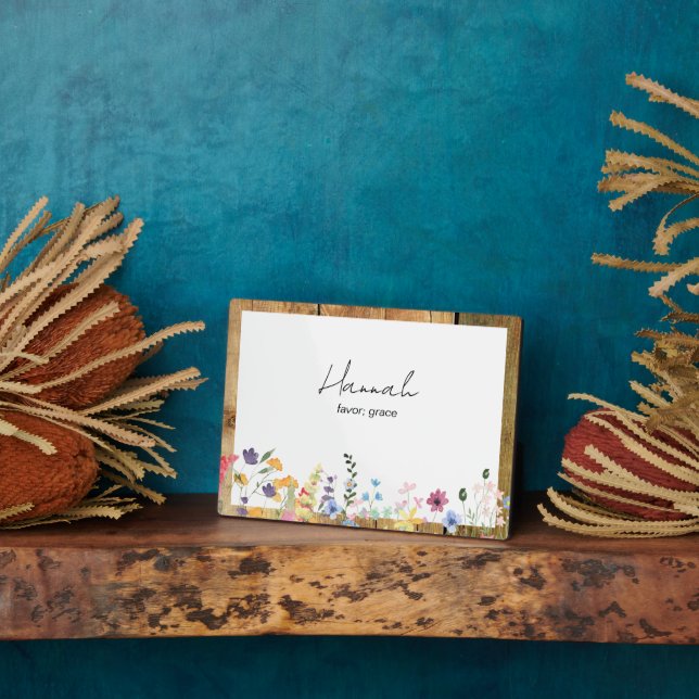 Custom Name Biblical Meaning Wildflowers II Plaque (Side)