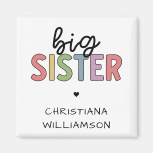 Custom Name Big Sister Cute Personalised Magnet