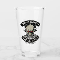 Custom NAME Biker Mechanic Skull Motorcycle Garage