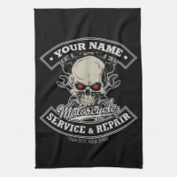 Custom NAME Biker Mechanic Skull Motorcycle Garage