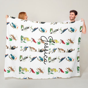 Custom Name Birds Fleece Blanket