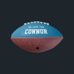 Custom Name Birthday Boy Message Blue Personalised Football<br><div class="desc">Great gift for a sports fan: This kid sized mini football customised with your name and message in a cool retro blue. Awesome birthday or back to school gift.</div>