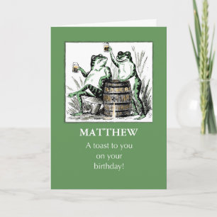 Custom Name Birthday Frogs with Beer Card