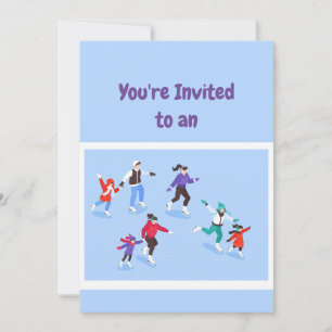 Custom Name Birthday Ice Skating Birthday Invitation