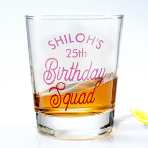 Custom Name Birthday Squad Party Shot Glass