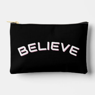 Custom Name Black and White Believe Accessory Pouch