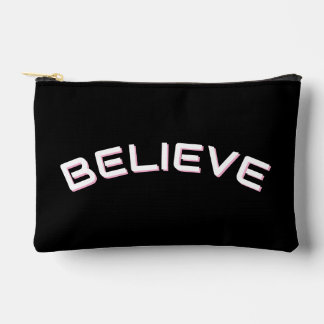 Custom Name Black and White Believe Accessory Pouch