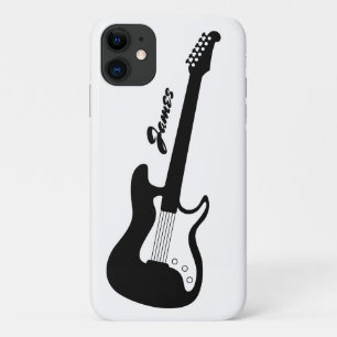 Custom name black and white electric rock guitar iPhone 11 case
