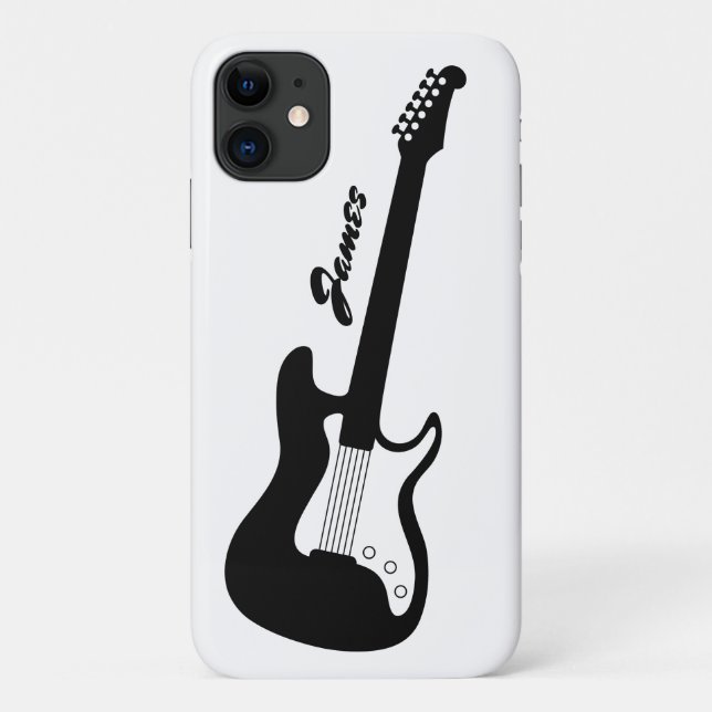 Custom name black and white electric rock guitar Case-Mate iPhone case (Back)