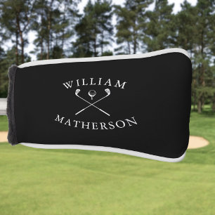 Custom Name Black And White Golf Clubs  Head Cover