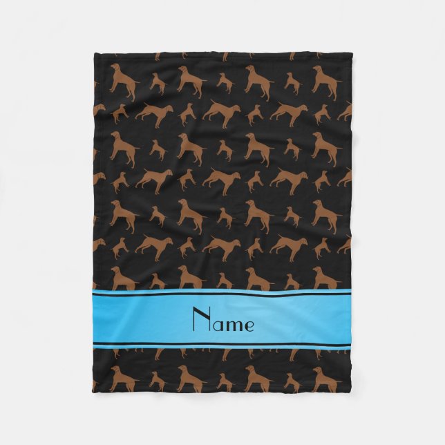 Custom name black German shorthaired pointer dogs Fleece Blanket (Front)