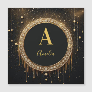Custom Name Black Glitter Monogram Letter