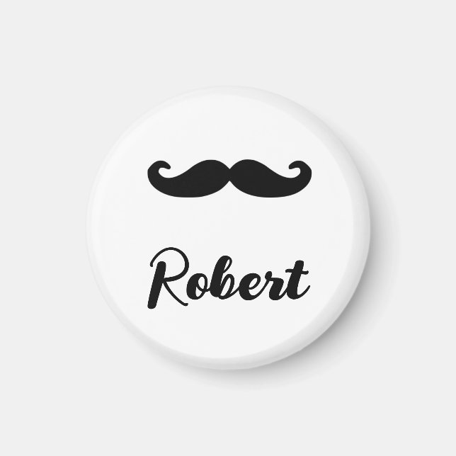 Custom name black handlebar moustache magnet (Front)