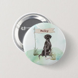 Custom Name Black Lab Pet Dog 6 Cm Round Badge