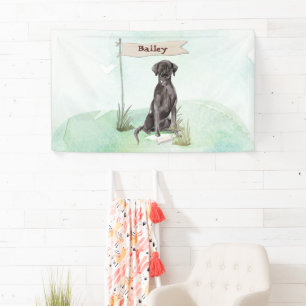 Custom Name Black Lab Pet Dog Banner