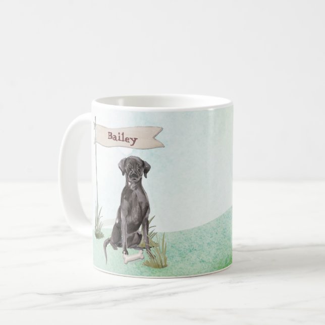 Custom Name Black Lab Pet Dog Coffee Mug (Front Left)
