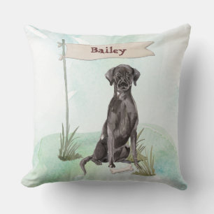 Custom Name Black Lab Pet Dog Cushion