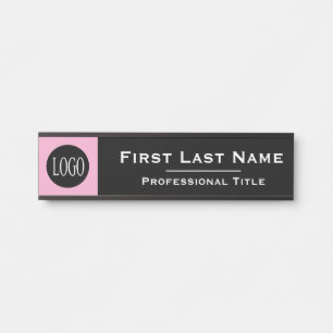 Custom Name Black & Pink Office Door Sign