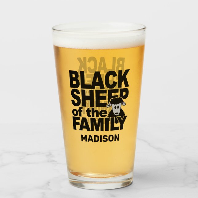 Custom name "Black Sheep" Glass (Back Filled)