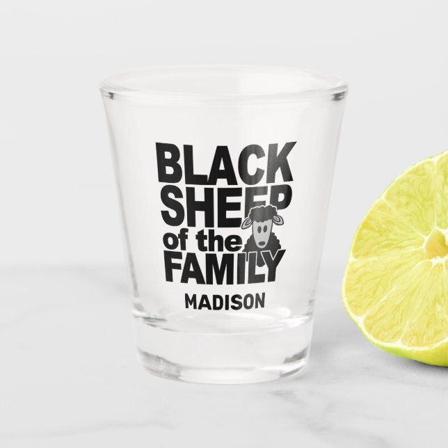 Custom name "Black Sheep" Shot Glass (Front)