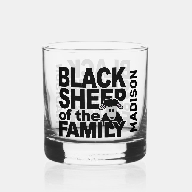 Custom name "Black Sheep" Whiskey Glass (Front)