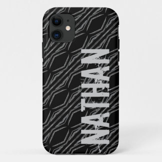Custom Name Black Silver Geometric For Him G607 iPhone 11 Case