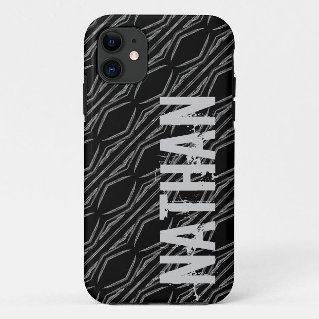 Custom Name Black Silver Geometric For Him G607 Case-Mate iPhone Case (Back)