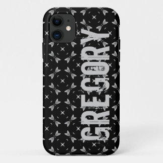 Custom Name Black Silver Geometric For Him G614 iPhone 11 Case