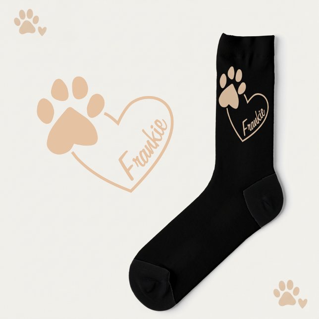 Custom Name Black Socks for Animal Lovers (Cute personalized black socks for pet lovers.)