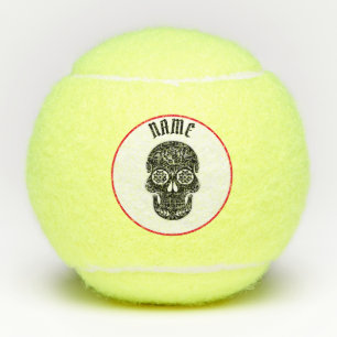 CUSTOM NAME BLACK SUGAR SKULL Tennis Ball