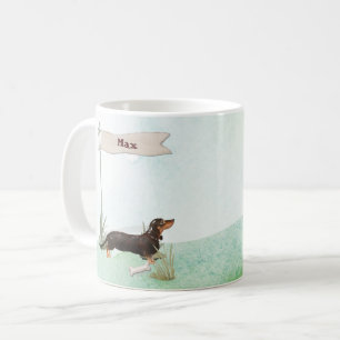 Custom Name Black & Tan Dachshund Pet Dog Coffee Mug
